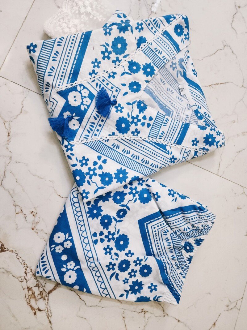 Beautiful  Cotton Handblock Printed Kurti Pant Set Readymade - Image 6