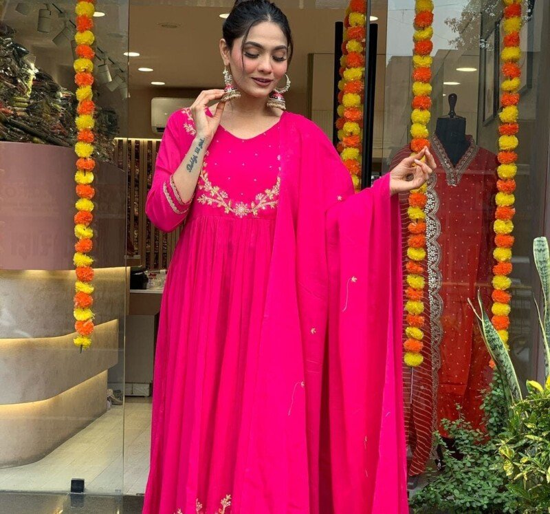 Indian Traditional Wedding/Party Wear Rayon Dress Readymade