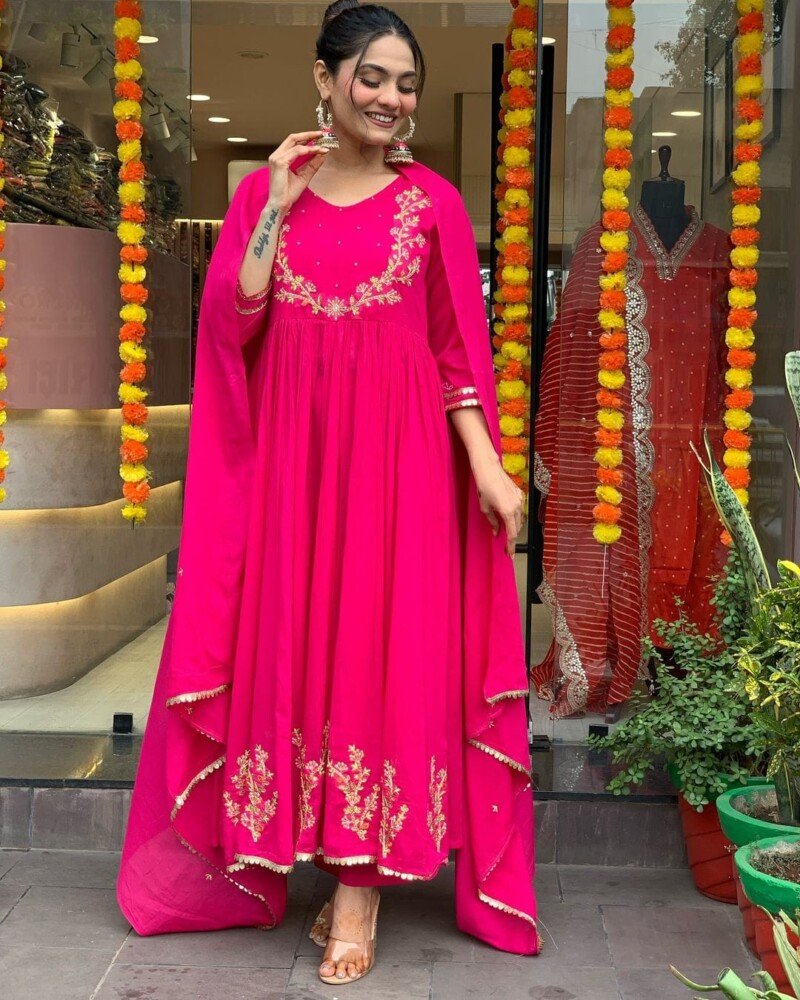 Indian Traditional Wedding/Party Wear Rayon Dress Readymade - Image 3