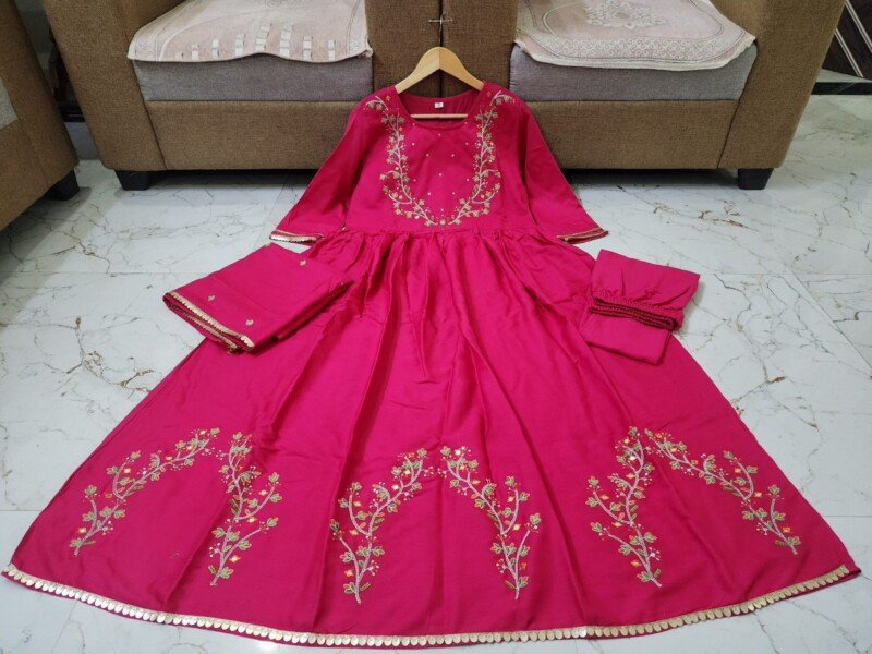 Indian Traditional Wedding/Party Wear Rayon Dress Readymade - Image 7