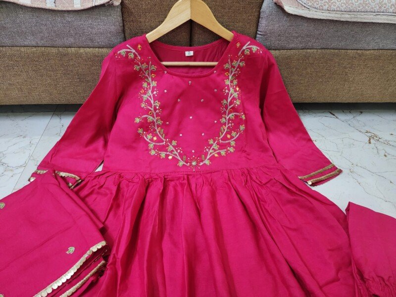 Indian Traditional Wedding/Party Wear Rayon Dress Readymade - Image 6