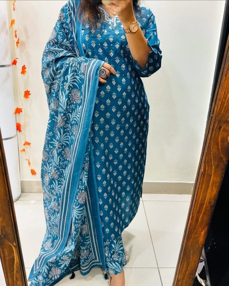 Wedding/Party Wear Printed 3Piece Kurta set Readymade - Image 2
