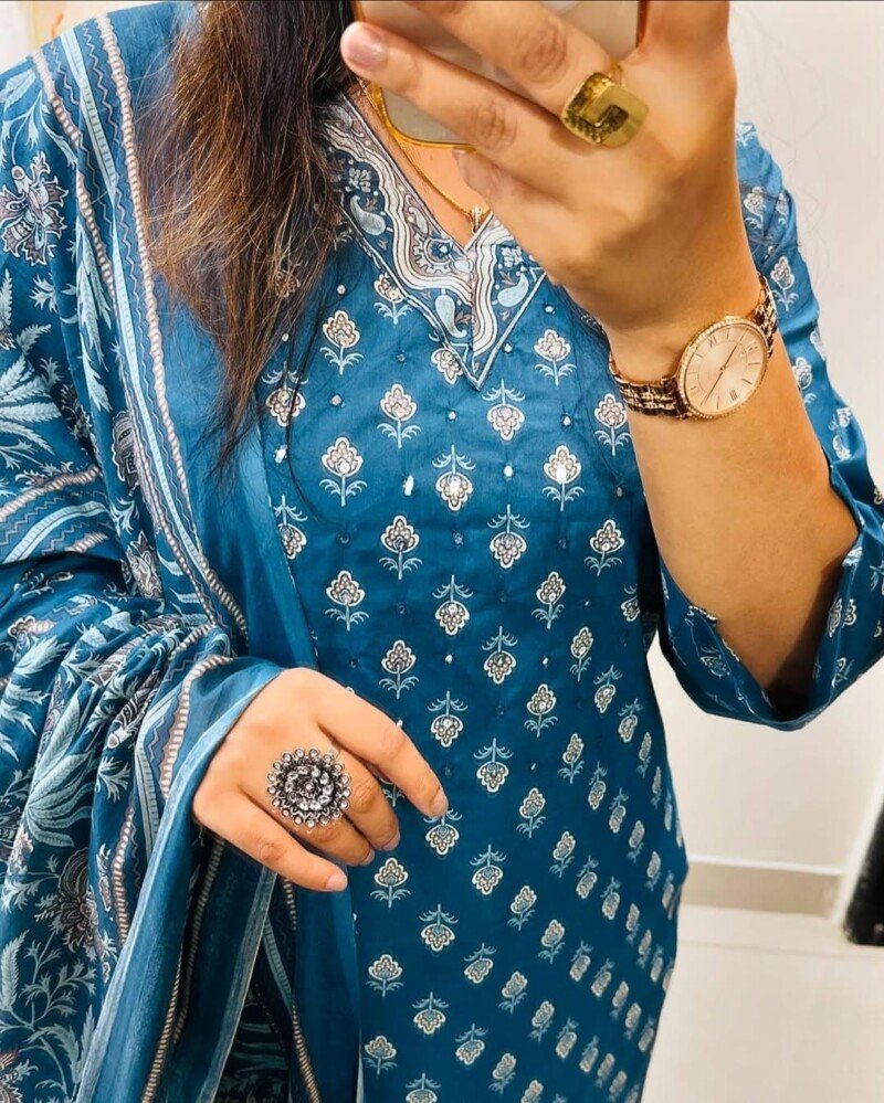 Wedding/Party Wear Printed 3Piece Kurta set Readymade - Image 5