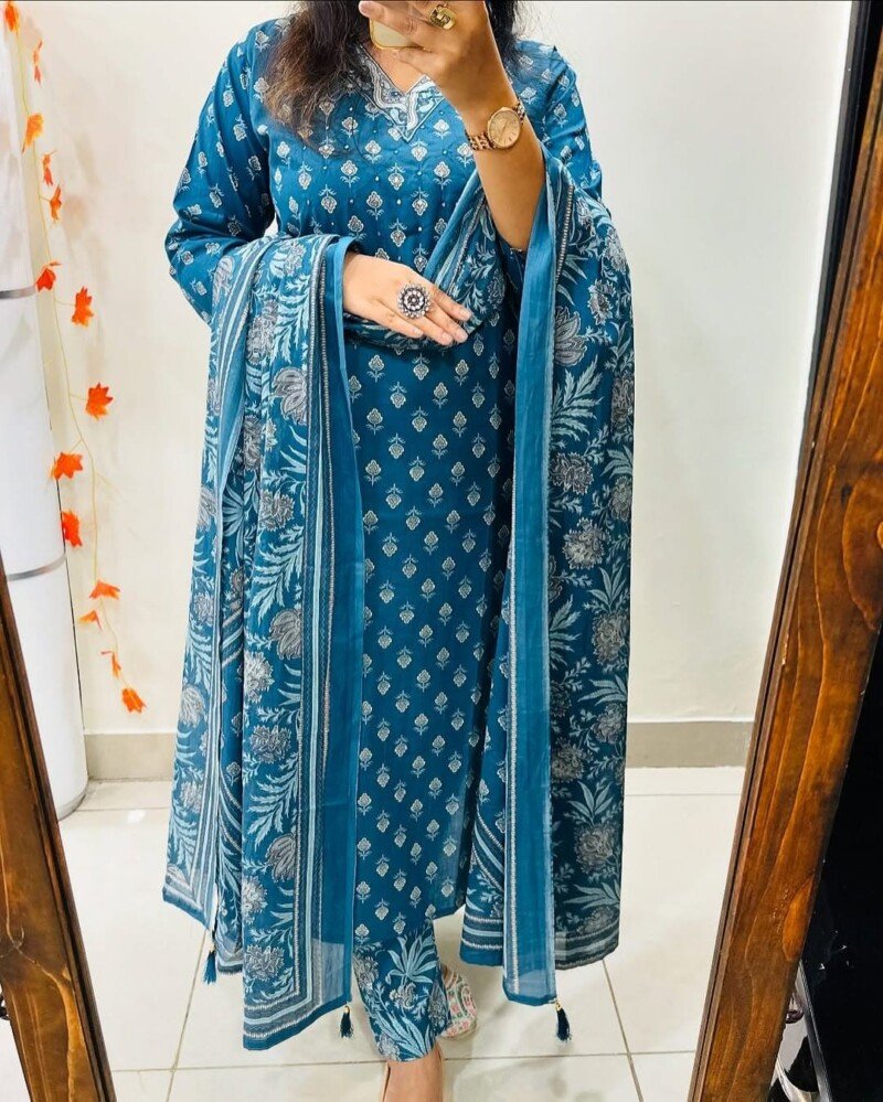Wedding/Party Wear Printed 3Piece Kurta set Readymade