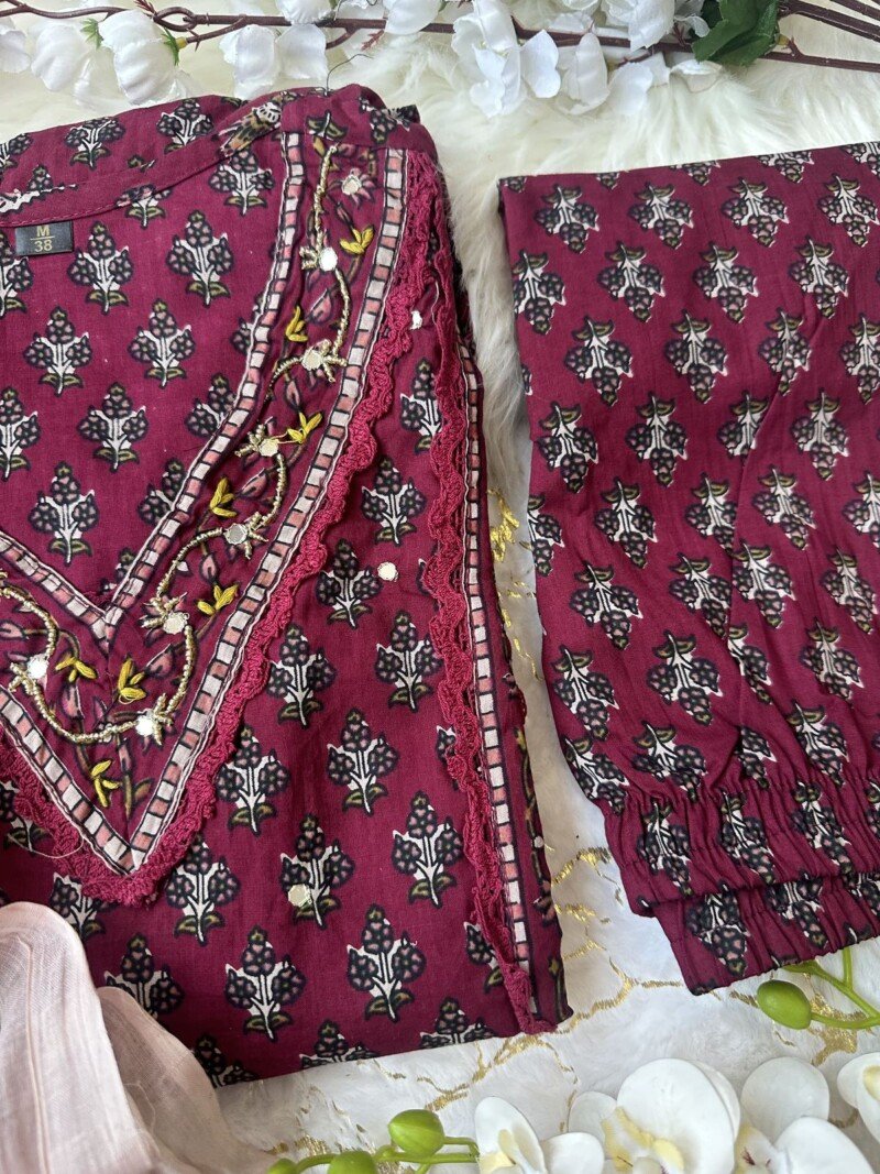 Pure Cotton Printed Anarkali Kurta With Pant Suit - Image 6
