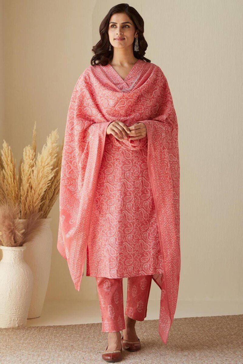 Beautiful Pure Cotton Block Printed Kurta Kurti Set