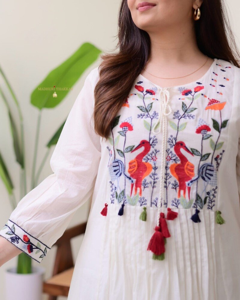 Party/wedding Wear White Georgette Anarkali Dress - Image 5