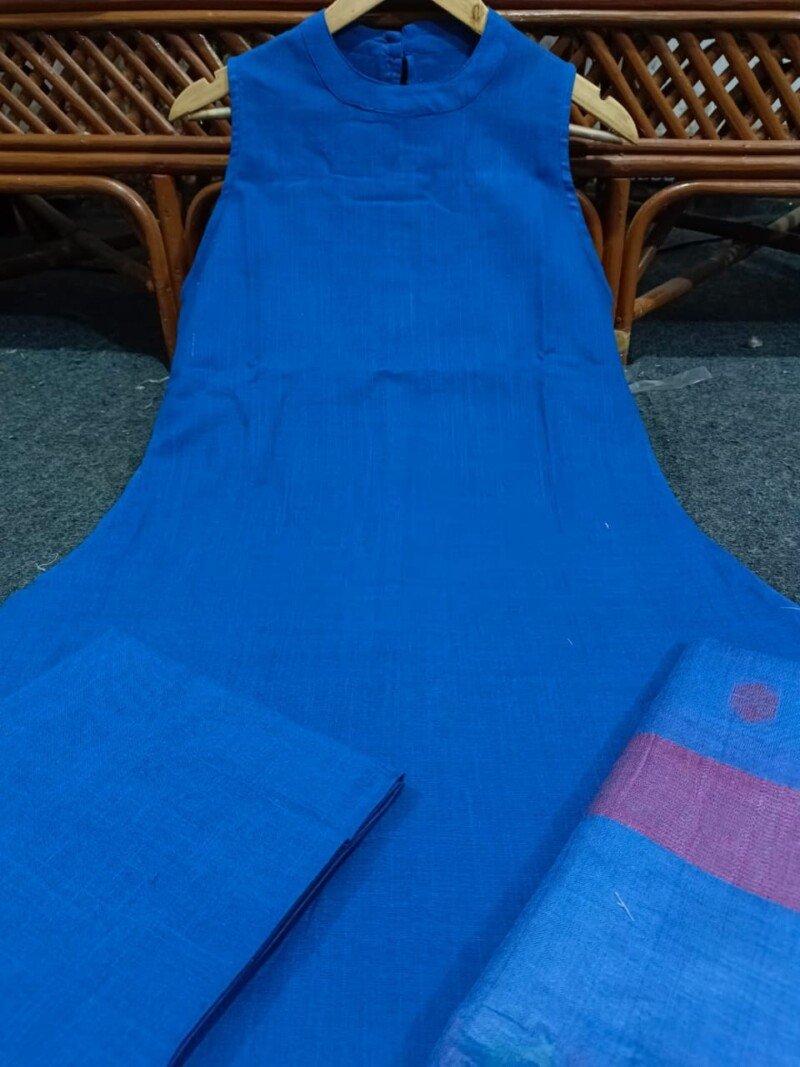 Wedding/Party Wear Pure Cotton Sleeveless Anarkali 3P. Suit - Image 8