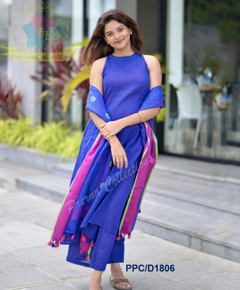 Wedding/Party Wear Pure Cotton Sleeveless Anarkali 3P. Suit