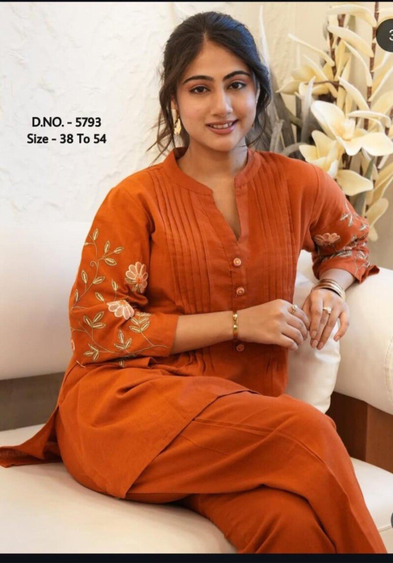 Plus/Regular Size Dress Heavy Cotton Cord Set Fully Stitched - Image 3