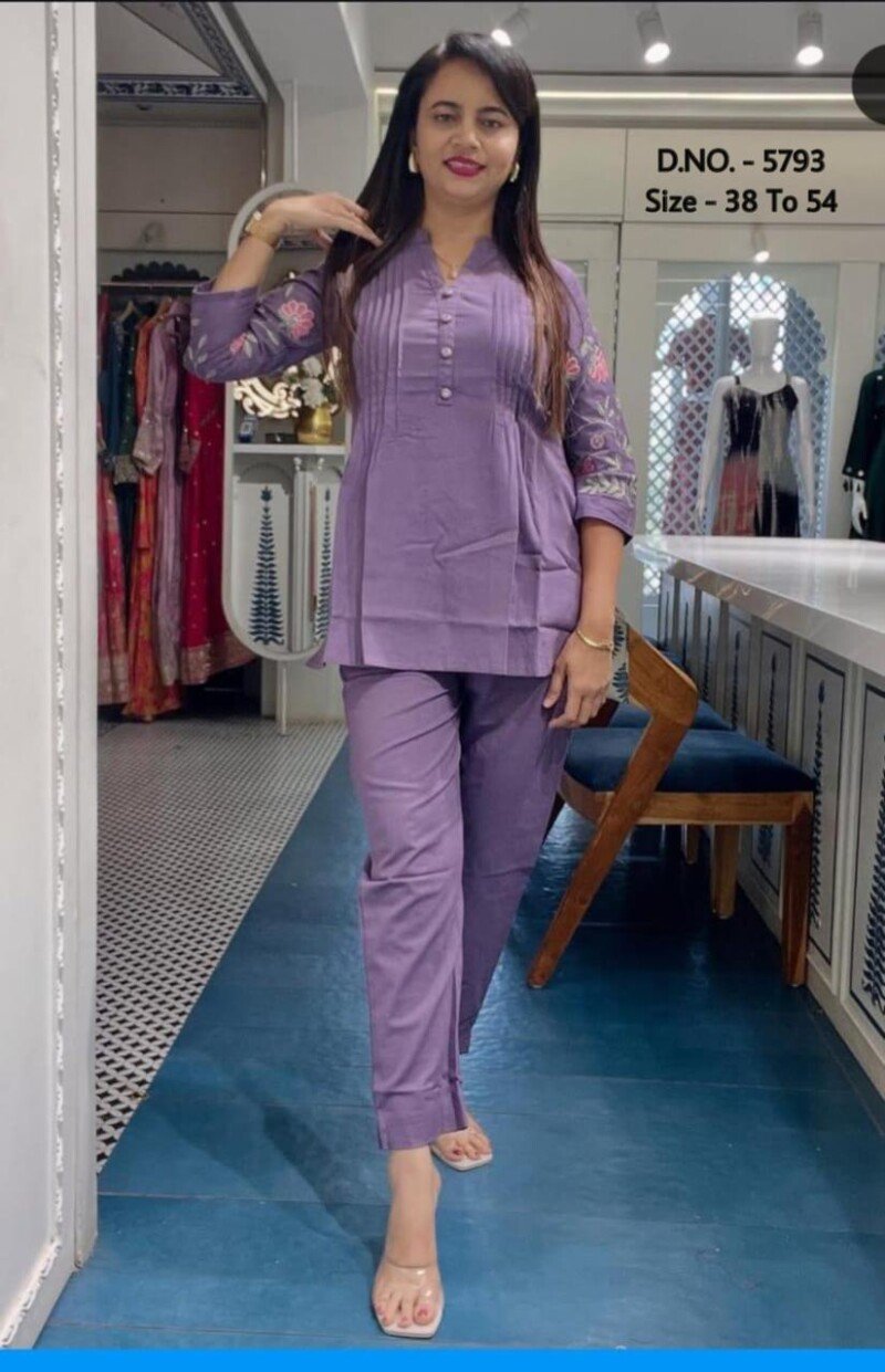 Plus Size Dress Heavy Embroidered Cotton Cord Set