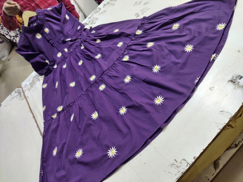 Beautiful  Purple Embroidered Short Anarkali Kurta Suit Stitched - Image 5