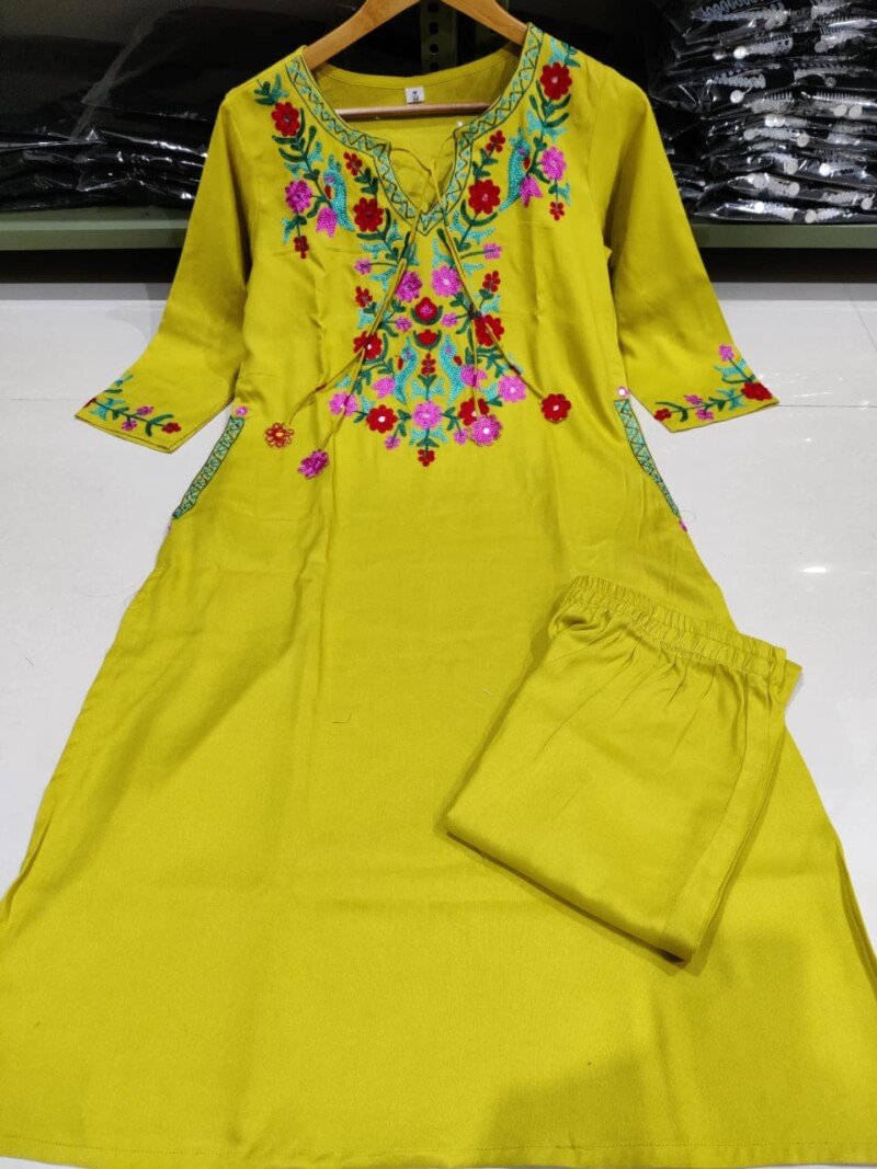 Party/Wedding Wear Cotton Embroidered Kurta Pant Set - Image 6