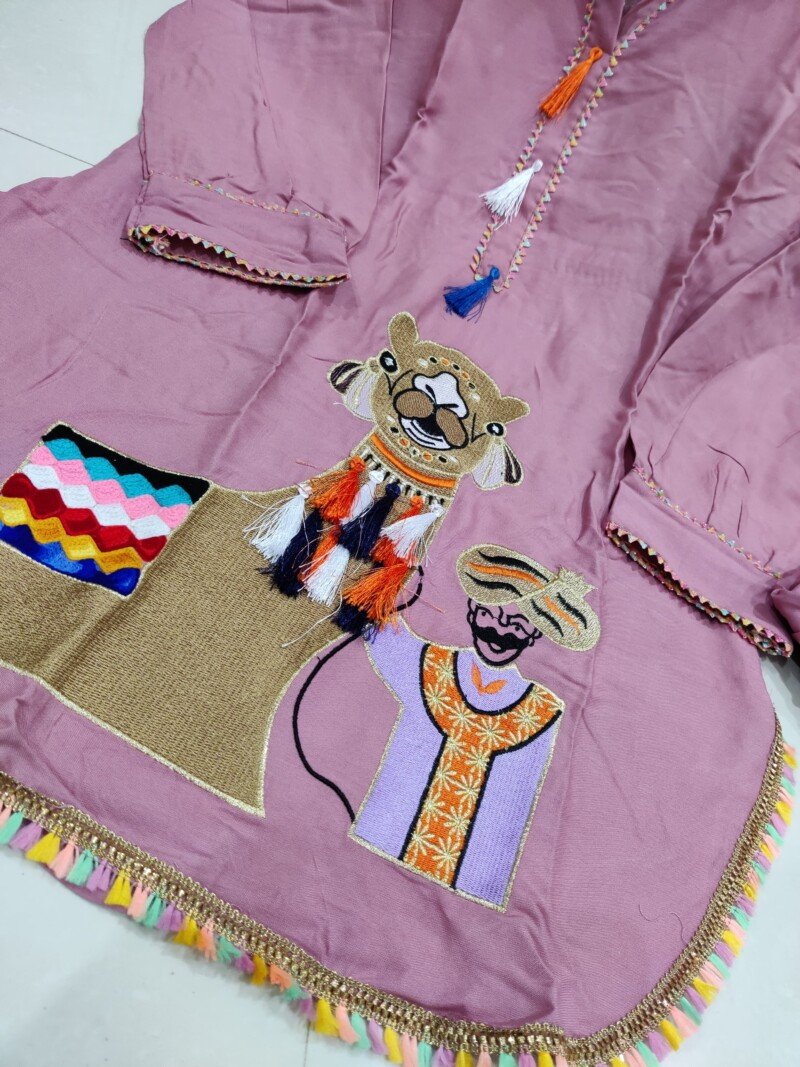 Party/Wedding Wear Pink Cotton Embroidered Cord Set Fully Stitched - Image 4