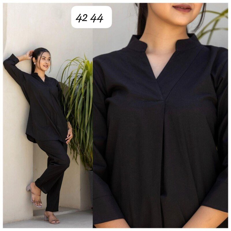 Party/Wedding Wear Black Cotton Cord Suit Readymade