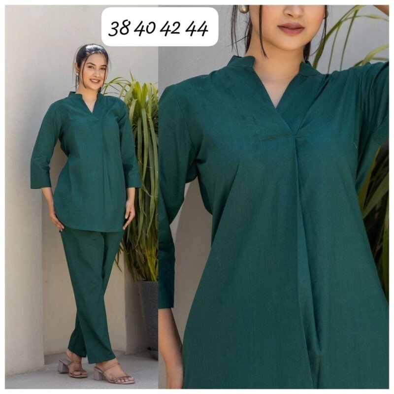 Party/Wedding Wear Green Cotton Cord Suit Readymade