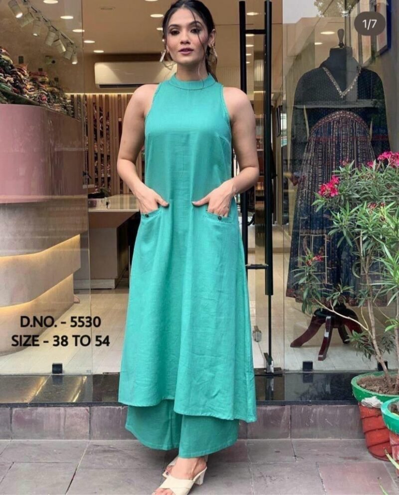 Plus/Regular Size Dress South Cotton Kurti Palazzo Suit Stitched - Image 5