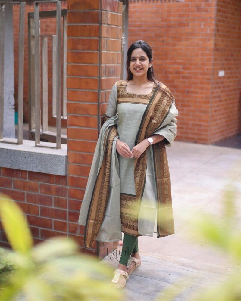 Beautiful Printed Cotton Kurta Pant Dupatta Set Readymade