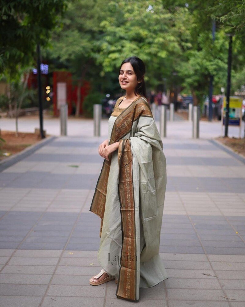 Beautiful Printed Cotton Kurta Pant Dupatta Set Readymade - Image 3