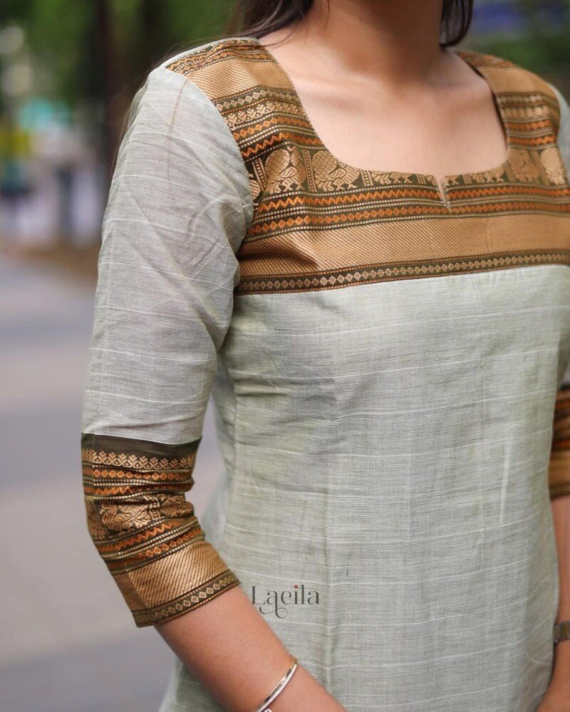 Beautiful Printed Cotton Kurta Pant Dupatta Set Readymade - Image 6