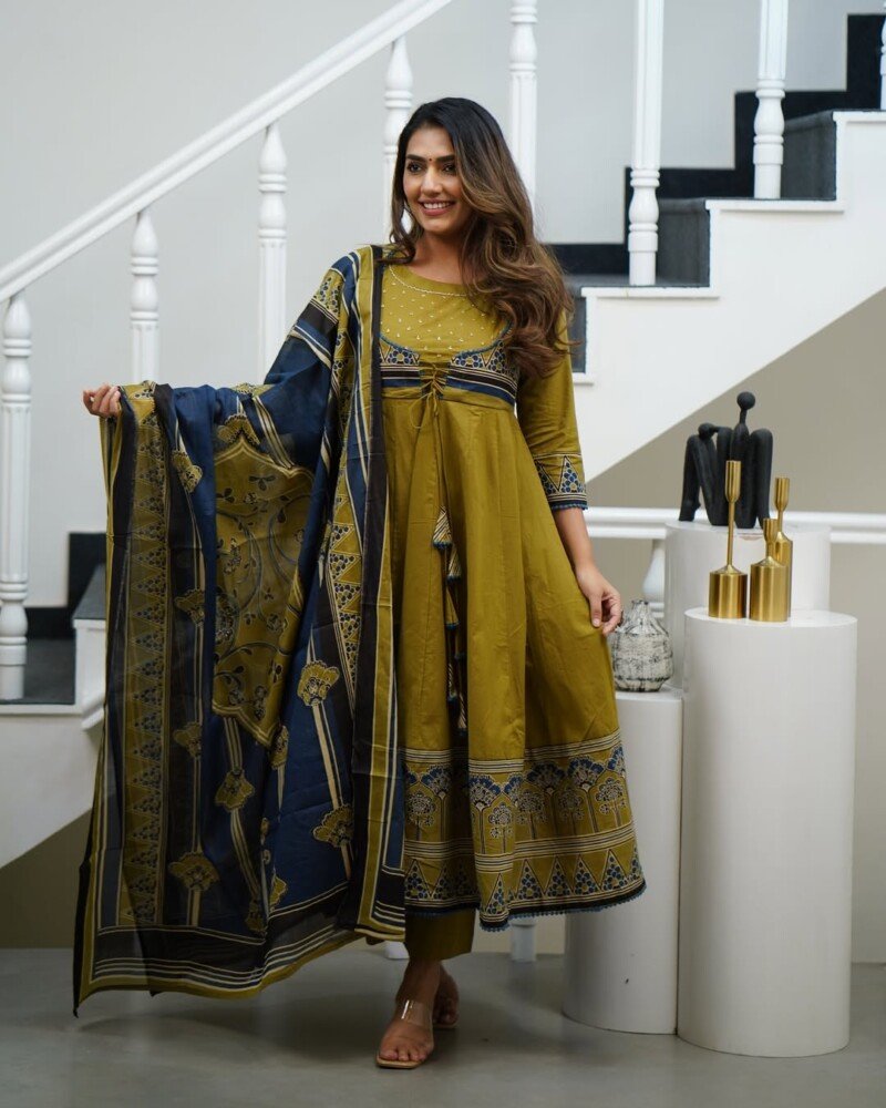 Beautiful Cotton Flared Anarkali Jacket Style Fully Stitched