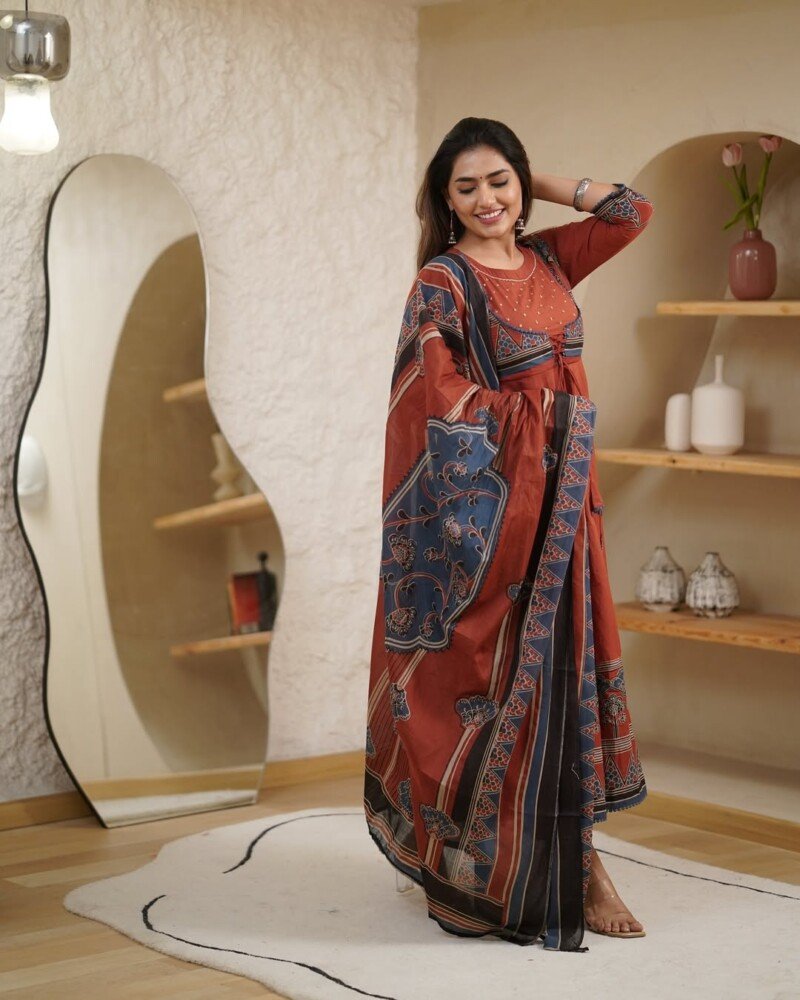 Indian Traditional Wedding/party Wear Cotton Anarkali Jacket - Image 2