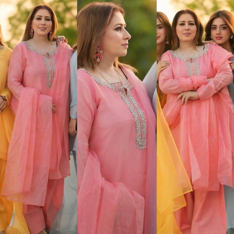 Indian Traditional All Occasion Wear Pink Georgette 3Piece Suit