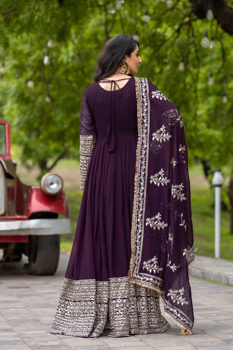 Party/Wedding Wear Georgette Anarkali 3 Piece  Suit Fully Stitched - Image 8