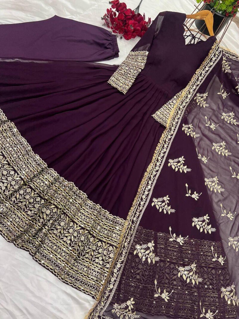 Party/Wedding Wear Georgette Anarkali 3 Piece  Suit Fully Stitched - Image 13