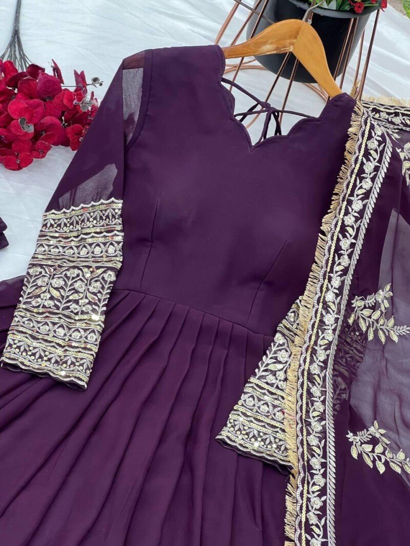 Party/Wedding Wear Georgette Anarkali 3 Piece  Suit Fully Stitched - Image 10