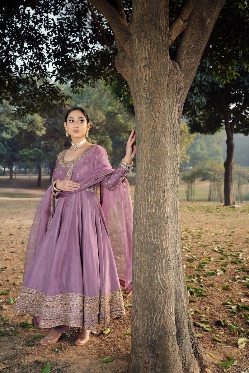 Party/Wedding Wear Roman Silk Anarkali 3P. Suit Fully Stitched - Image 2