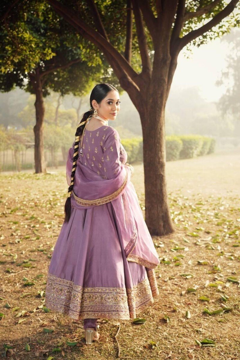 Party/Wedding Wear Roman Silk Anarkali 3P. Suit Fully Stitched - Image 4