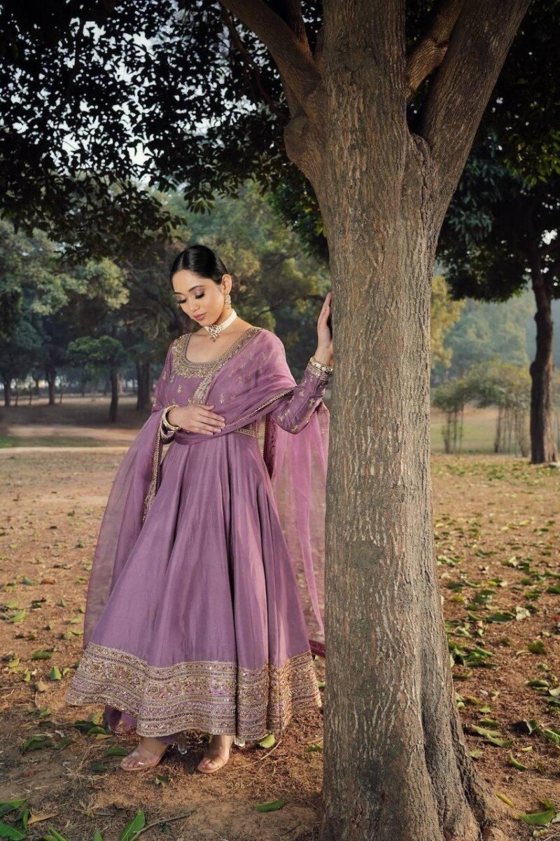 Party/Wedding Wear Roman Silk Anarkali 3P. Suit Fully Stitched