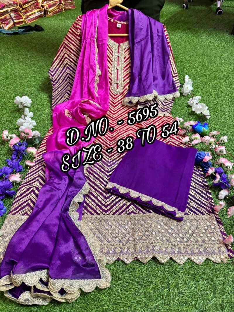 Party/Wedding Wear 3p. Cotton Kurta With Pant Set Fully Stitched - Image 6