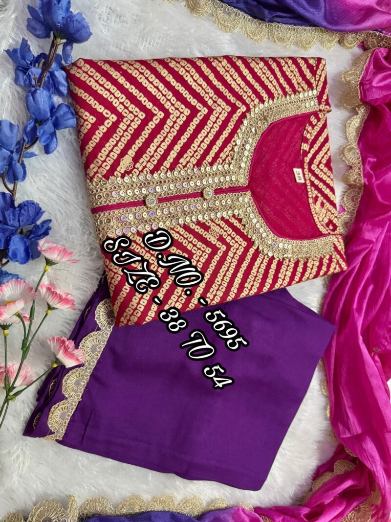 Party/Wedding Wear 3p. Cotton Kurta With Pant Set Fully Stitched - Image 5