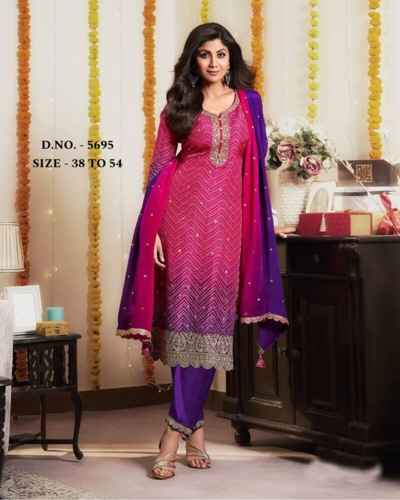 Party/Wedding Wear 3p. Cotton Kurta With Pant Set Fully Stitched