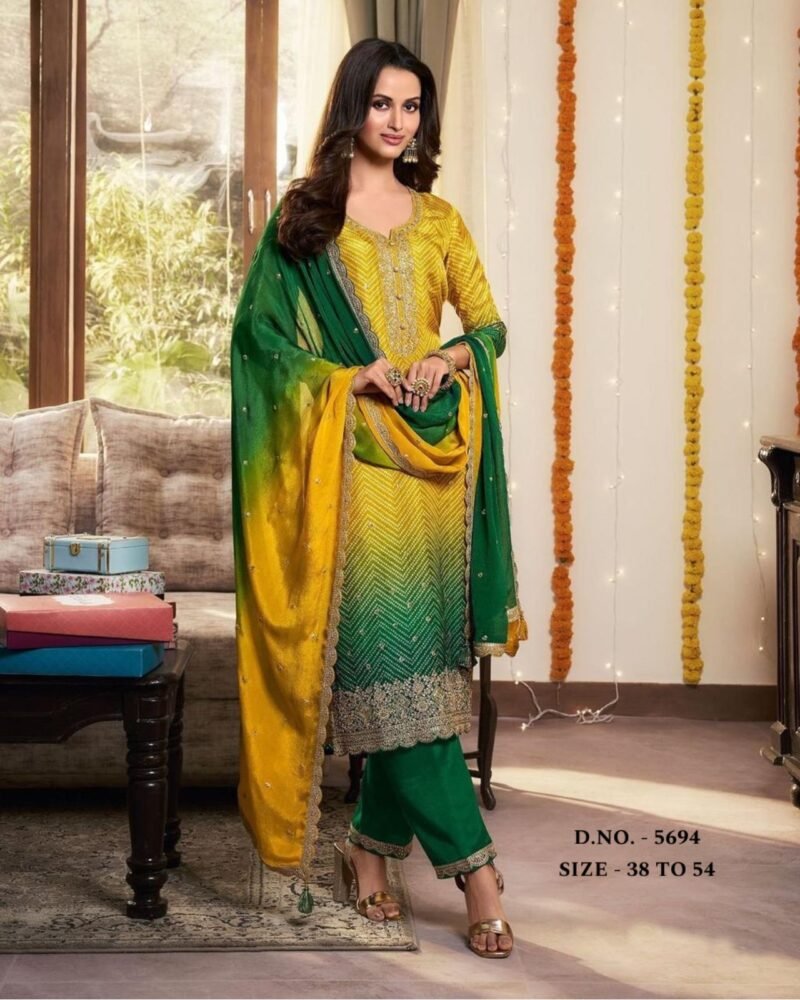 Party/Wedding Wear 3p. Cotton Kurta With Pant Set Readymade