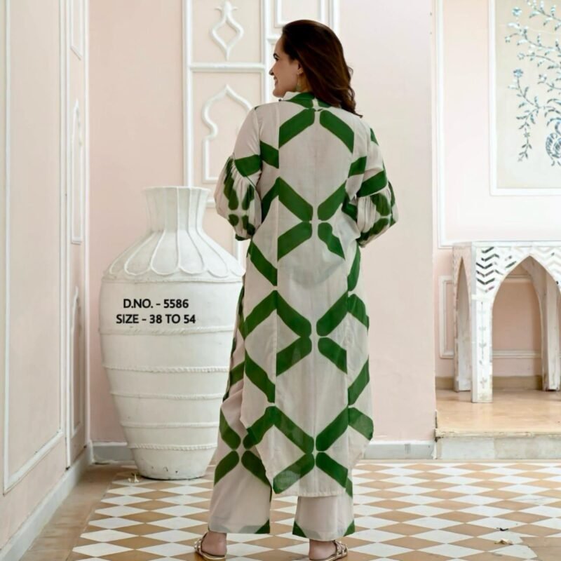 Plus/Regular Size Beautiful White Cotton Cord Suit Fully Stitched - Image 4