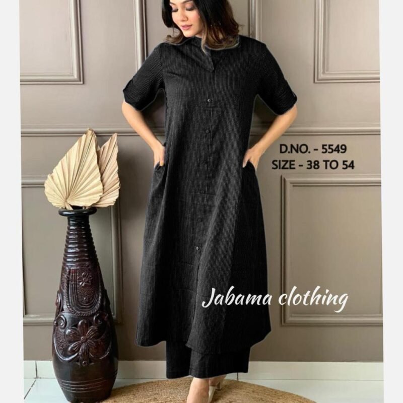 Plus/Regular Size Dress Black  Embroidered Cotton Kurti  Suit - Image 4