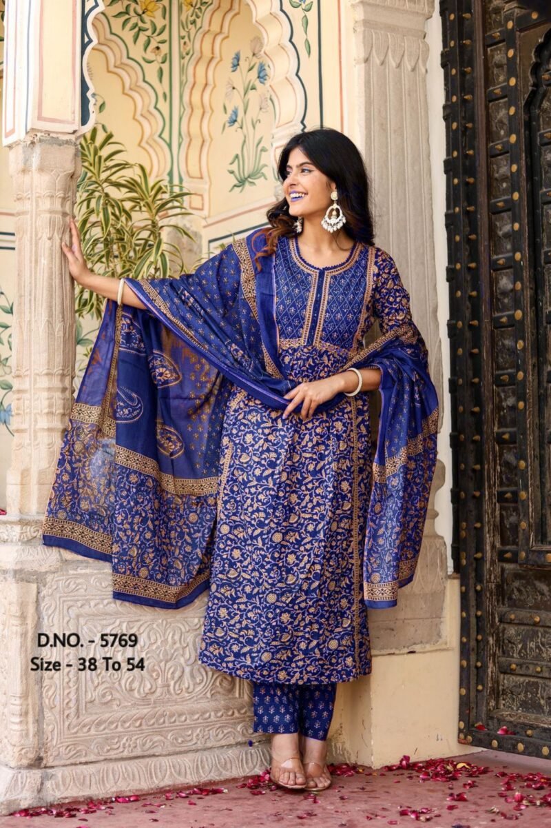 Plus/ Regular Size Dress Cotton 3p Kurta Pant Dupatta Set Stitched - Image 6