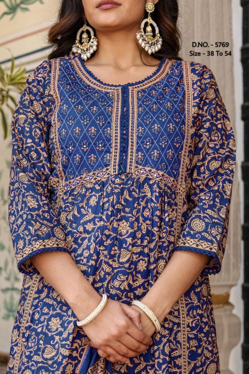 Plus/ Regular Size Dress Cotton 3p Kurta Pant Dupatta Set Stitched - Image 8