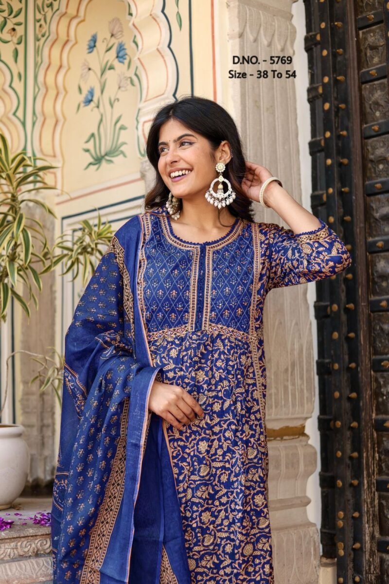 Plus/ Regular Size Dress Cotton 3p Kurta Pant Dupatta Set Stitched - Image 3