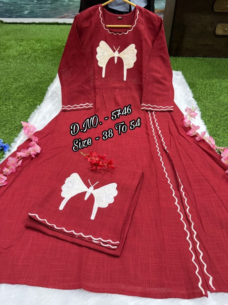 Plus/Regular Size Cotton Flex Kurta with Side Cut Dress ReadyMade - Image 3
